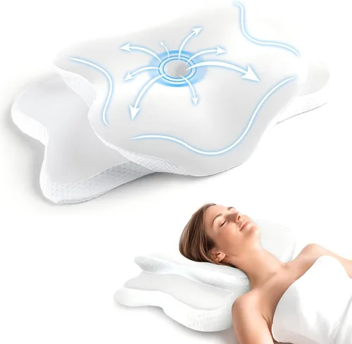 Vista 9 de Almohada cervical ergonómica para aliviar el dolor de cuello Gris