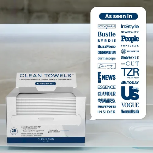 Vista 10 de Clean Skin Club Clean Towels, toalla facial 100% a base de plantas USDA, toalla facial desechable, aceptada por la asociación de eccemas, toallitas