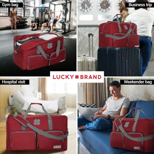 Vista 2 de Lucky Travel - Bolsa de lona de 65 L, bolsa de gimnasio y bolsa de lona para hombres, bolsa plegable para mujeres y hombres con correa de hombro