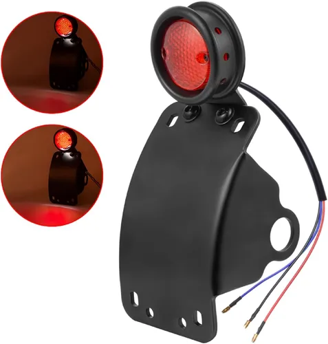Vista 9 de Amazicha Luz de freno trasera LED para motocicleta de 3/4 pulgadas con soporte, IP67 impermeable para placa de matrícula de montaje lateral
