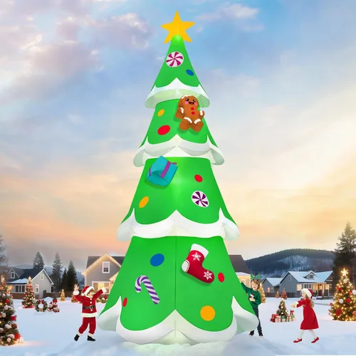 Vista 6 de Kalolary Árbol de Navidad inflable de 20 pies con luz LED, inflable gigante para exteriores, decoración al aire libre para fiestas, patio, césped