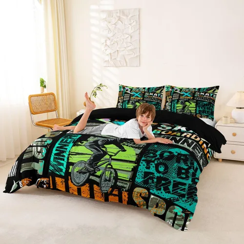 Vista 19 de Erosebridal Funda de edredón de madera con puerta de granero, juegos de ropa de cama estilo occidental, tamaño Queen, funda de edredón rústica