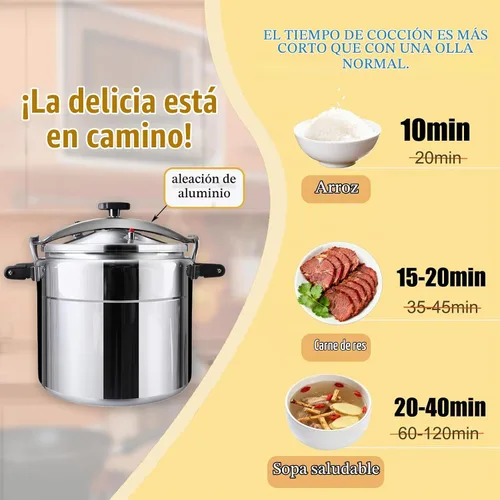 Vista 7 de Olla a presión con abrazadera de 26 cuartos de galón, olla a presión de aluminio resistente con bloqueo de barra de seguridad, 2 válvulas, cocción
