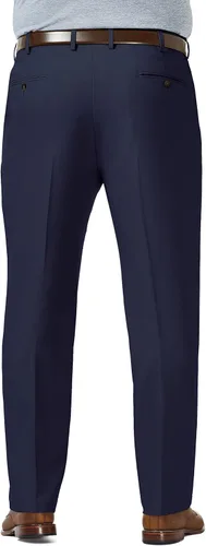 Vista 3 de Haggar Pantalón para hombre de gama alta, ajuste clásico, parte delantera plana, oculto, cómodo, con pretina, tallas regulares y grandes y altas