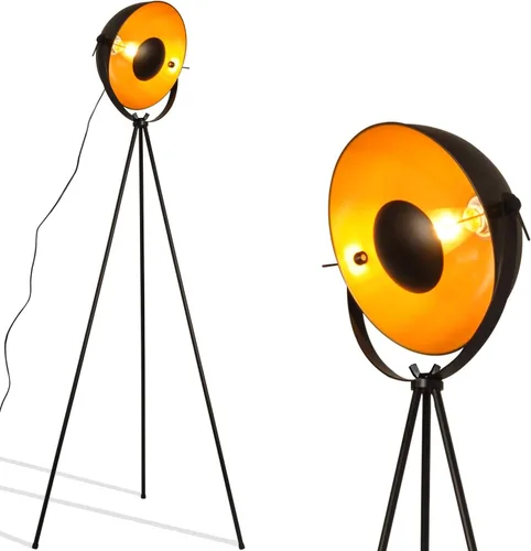Vista 7 de COSYLUX Lámpara de pie con trípode industrial para sala de estar, moderna lámpara de pie alta satélite para dormitorios, oro negro (sin bombillas)