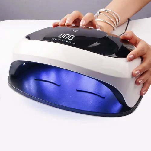 Vista 2 de Lámpara de uñas LED UV, 72 W para el hogar y el salón, secador de uñas LED para esmalte de gel con sensor automático/ajuste de 4 temporizadores