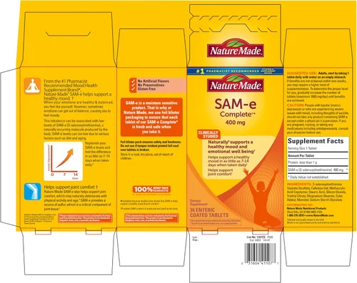 Vista 8 de Nature Made SAM-e Complete 400 mg, suplemento dietético para apoyo al estado de ánimo, 36 tabletas, suministro para 36 días