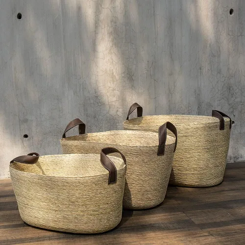 Vista 3 de GOMERO - Canasta de palma hecha a mano, ecológica, fabricada con materiales biodegradables, perfecta para usar como decoración, como cesta