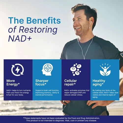 Vista 3 de Suplemento NAD Resveratrol 710 mg para energía celular y apoyo Suplemento NAD promueve el bienestar general y la vitalidad 60 cápsulas