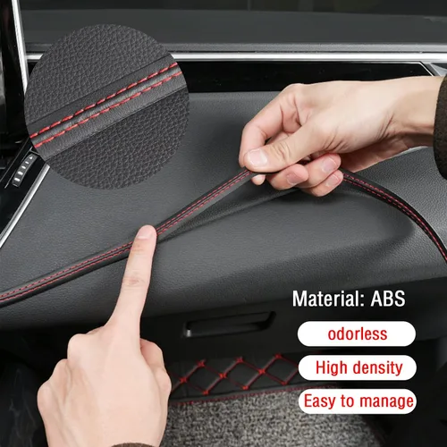 Vista 4 de jeseny Paquete de 1 tira de moldura interior de automóvil, línea de moldura de cuero para moldura de automóvil, tiras de costura para tablero