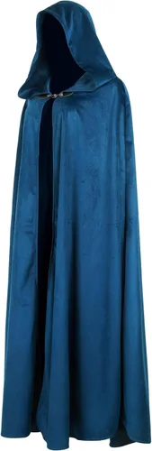 Vista 2 de JPXH Capa medieval con capucha, capa renacentista, disfraz de Halloween Azul