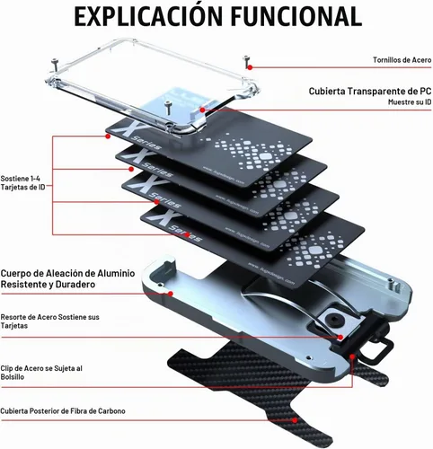 Vista 3 de LIUGX Portatarjetas de aluminio con caja de regalo, fibra de carbono, clip