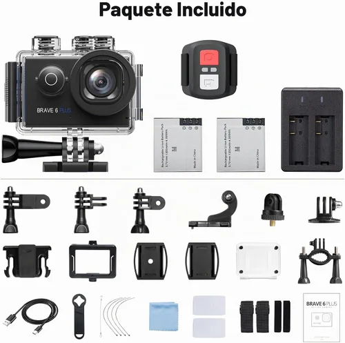 Vista 9 de AKASO Brave 6 Plus Native 4K30FPS 20MP Cámara de acción WiFi con pantalla táctil EIS 4X Zoom Control de voz Control remoto Cámara submarina de 131