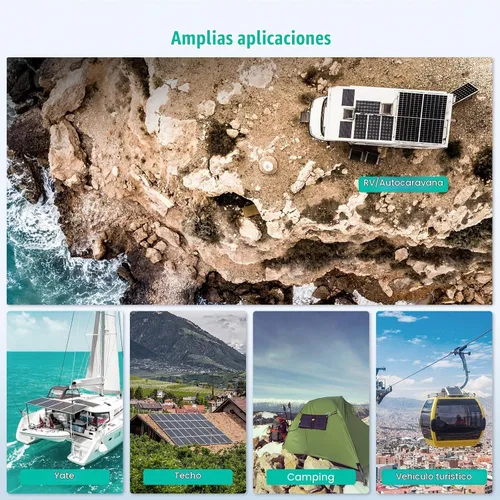 Vista 7 de Panel solar bifacial de 100 vatios, panel solar monocristalino de 12V 100W, módulo de alta eficiencia, tecnología monocristalina, funciona