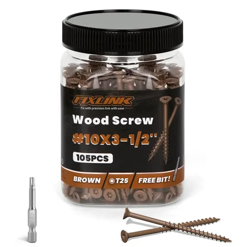 Vista 26 de Tornillos para madera de 2-1/2 pulgadas, tornillos para terraza FIXLINK #10 x 2-1/2", 310 piezas, recubiertos con epoxi, broca de estrella T25