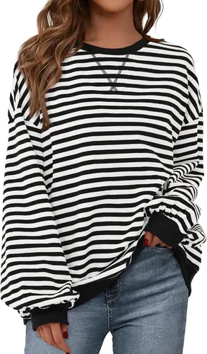 Vista 29 de BTFBM Sudadera de gran tamaño para mujer 2026 otoño Azul Beige Blanco