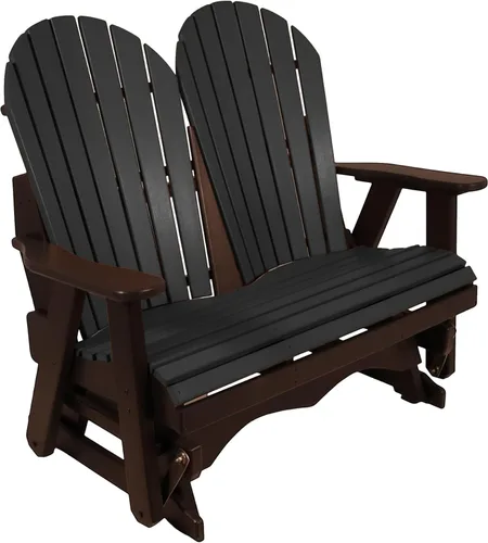 Vista 36 de Silla mecedora Aruba Adirondack de 2 pies, fabricada en Amish, madera de polietileno para exteriores, accesorios de acero inoxidable, fabricada