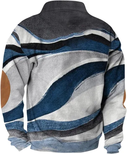 Vista 2 de Button Down Shirt Men Standing Collar Button Up Sweatshirt Long Sleeve Mock Neck Sweaters Comfy Dressy T Shirt