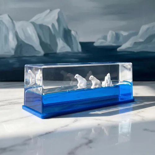 Vista 2 de Honsheng Figuras de oso polar insumergible, juguete líquido líquido en una caja, decoración del hogar, regalos para mujeres y hombres, escritorio
