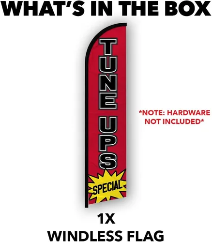 Vista 4 de Tune Ups - Bandera publicitaria sin viento, perfecta para mecánicos, tiendas de automóviles, concesionarios, talleres de reparación de automóviles