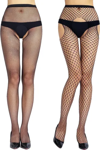 Vista 9 de Medias de Red para Mujer, Medias de Cintura Alta, Medias Sexys, Medias Transparentes, Medias de Malla negro_1
