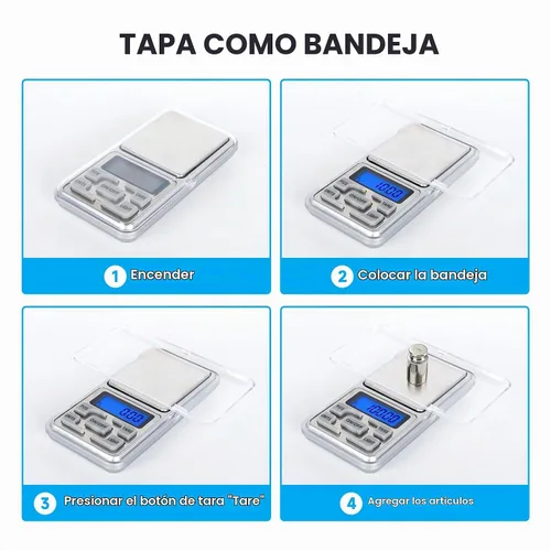 Vista 5 de Báscula digital compacta de bolsillo, panel de acero inoxidable, 17.64 oz, 0.00 oz de precisión, báscula digital portátil de cocina con pantalla LCD