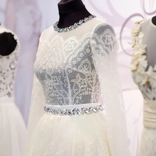 Vista 6 de BBTO Adorno de cadena de diamantes de imitación, adorno de cristal para boda, disfraz de novia, cadena de hojas de flores, costura, adornos