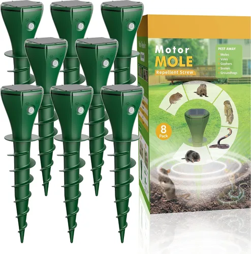 Vista 10 de Mole Repellent Solar Powered for Lawns,Waterproof Gopher & Groundhog Repellent with Variable Sonic Vbration,Easy Twist Stakes for Yard & Garden,Get