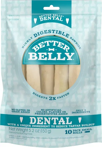 Vista 12 de Better Belly Fresh Breath - Rollos pequeños dentales, masticables para perros, pequeños, 10