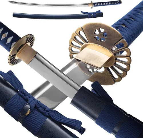 Vista 15 de Katana afilada hecha a mano, arcilla tradicional de acero templado 1060/9260/T10, espada Katana real de espiga completa, auténtica espada samurái