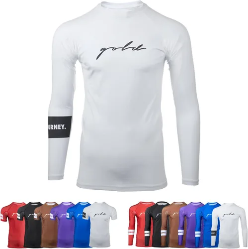 Vista 18 de Gold BJJ Fundation Rash Guard - Rashguard de Jiu Jitsu No-Gi y Gi Clasificado Negro (manga larga).