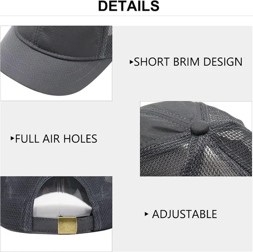 Vista 9 de KCZAKA Gorra de béisbol de ala corta de secado rápido unisex de malla trasera transpirable Snapack Trucker Gorras ajustables de árbitro SS115