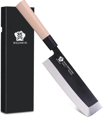 Vista 13 de WILDMOK GYUTO - Juego de 4 cuchillos de chef de sushi Yanagiba-Deba-Nakiri-Utilidad, cuchillos de fileteado de pescado con hoja de acero alemán