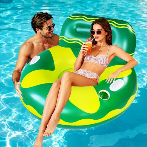 Vista 4 de Flotador para tumbona de piscina para adultos, hamaca flotante, balsas inflables, sofá de aire para piscina, silla flotante, con dos asas y un