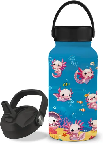 Vista 13 de Botella de agua de contabilidad de 25 onzas con tapa de popote y tapa de bebida directa, botellas de agua de acero inoxidable contables, botella