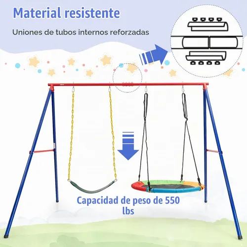 Vista 4 de INFANS Swing Stand, 550 lbs Heavy Duty Metal Swing Frame, Extra Large A-Frame Swing Stand for Kids and Adult Indoor Outdoor Activity Backyard