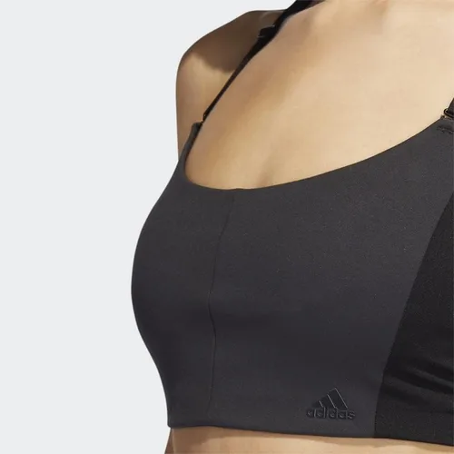 Vista 7 de adidas Sujetador de 3 rayas para mujer Yoga Studio Light Support 4 Elements, Carbon