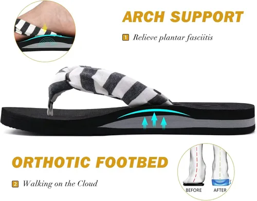 Vista 4 de KuaiLu Women's Yoga Foam Flip Flops with Arch Support Thong Sandals Non-Slip