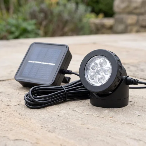Vista 4 de BAFOVY - Foco solar subacuático, 6 luces LED con sensor oscuro automático para decoración de fuente de estanque de jardín y piscina