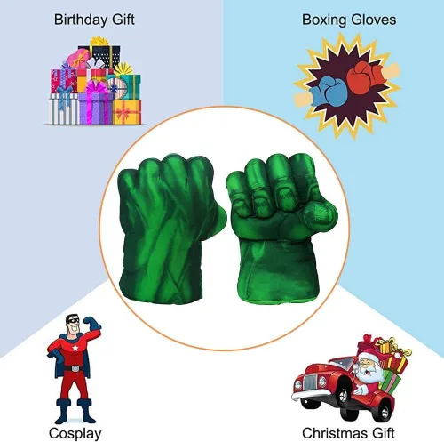 Vista 5 de andylu Guantes de manos de superhéroe, peluche suave de héroe de boxeo para niños, accesorios de disfraz de superhéroe de felpa para manos