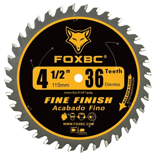 Vista 4 de FOXBC - Hoja para sierra circular de 4-1/2 pulgadas, 36 dientes, acabado fino para corte de madera con eje de 3/8 pulgadas
