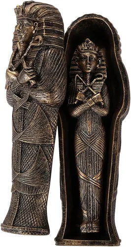 Vista 2 de Pacific Giftware Figura coleccionable de artefacto egipcio antiguo TUT, sarcófago con inserto de momia, 5.5 pulgadas de largo