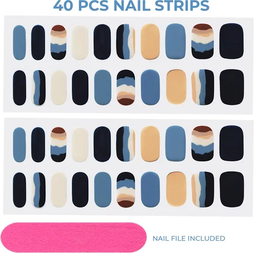 Vista 5 de 40 tiras de uñas, sin rayos UV, calcomanías de uñas de gel de larga duración, tiras de esmalte de uñas autoadhesivas para bricolaje, envoltura