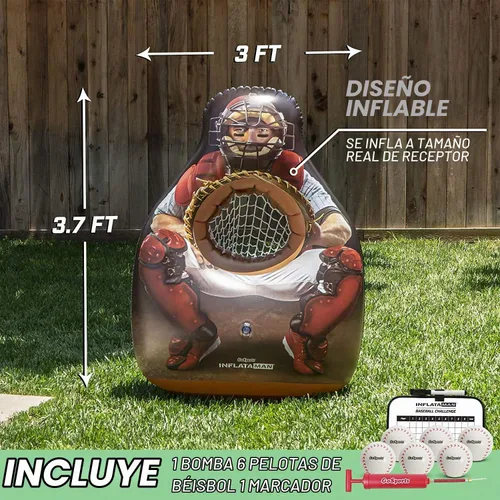 Vista 2 de GoSports Inflataman Baseball Toss Challenge - Juego de lanzamiento de zona de strike con atrapador inflable