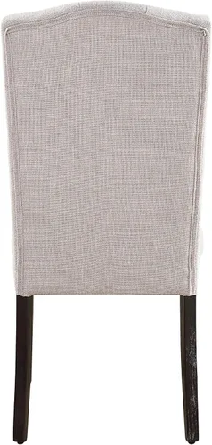 Vista 5 de Acme Gerardo - Silla auxiliar copetuda de tela en color beige y espresso desgastado