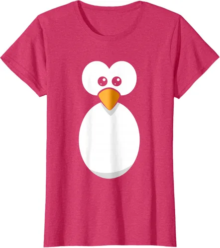 Vista 7 de Camiseta divertida con diseño de cara de pingüino o disfraz fácil, color negro, talla S