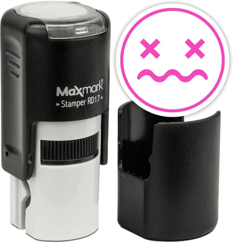 Vista 34 de MaxMark Sello de Emoji Autoentintado Redondo - Enojada - Tinta Negra