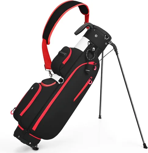 Vista 9 de Bolsa de golf con soporte, ligera, Par 3, con divisores de 3 vías, Oxford 900D resistente a la intemperie, 1.7kg, compacta pero espaciosa