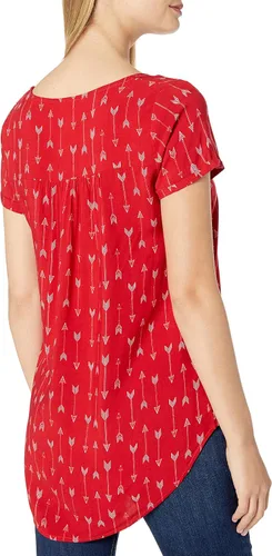 Vista 2 de Self Esteem Top S de manga corta rojo alto con bolsillo delantero para mujer