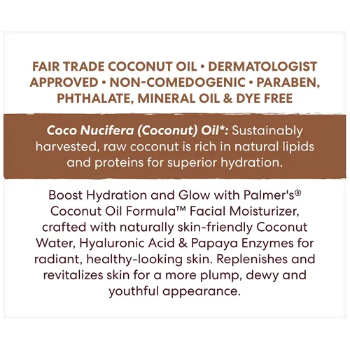 Vista 4 de Palmer's Fórmula de aceite de coco, crema hidratante facial de agua de coco, tarro de 1.7 onzas Replenishing & Rehydrating Face Cream with